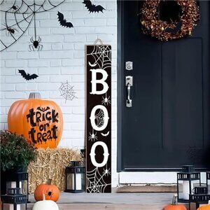 Halloween Porch Sign Boo Sign For Front Porch Scary Wooden Vertical Welcome Sign